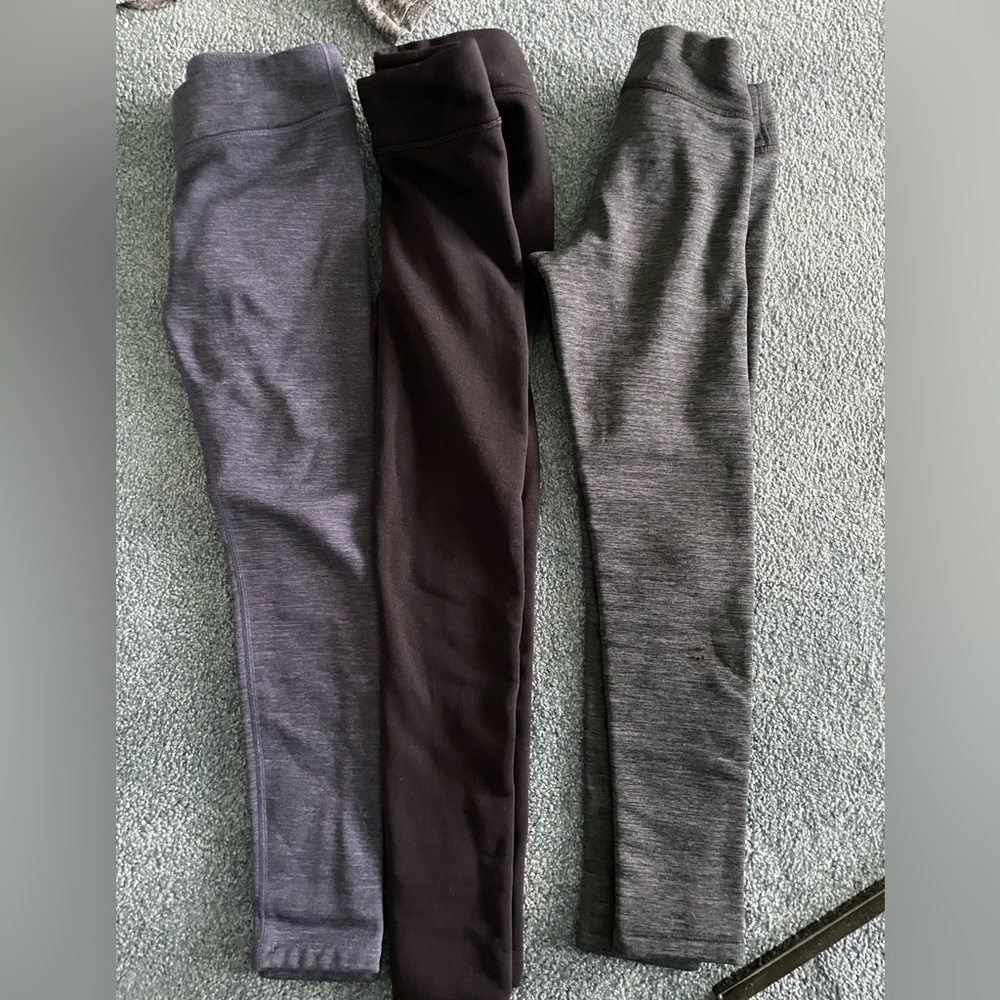 Athleta Girl size 10, polartec leggings and pullover with ruched sleeves.